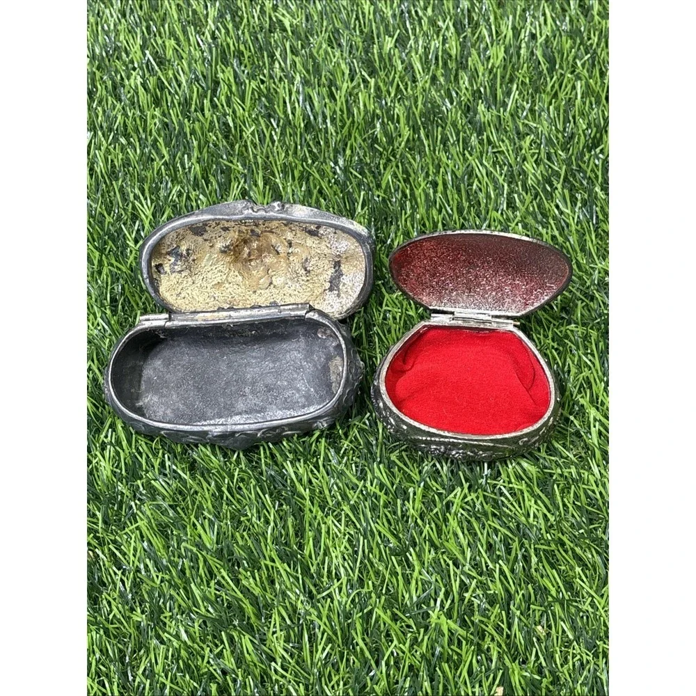 Vintage‎ Metal Trinket Box Lot 2 Floral Jewelry Box Decor